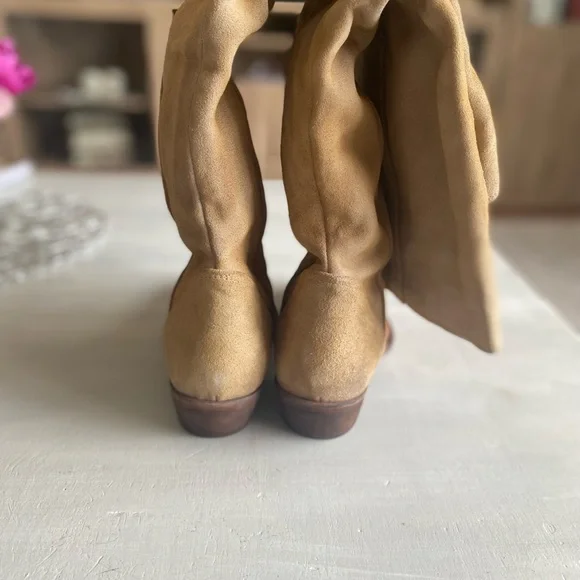 New Free People Sterling Western Tall Boots Tan Suede Leather Size 37.5 - Picture 12 of 13